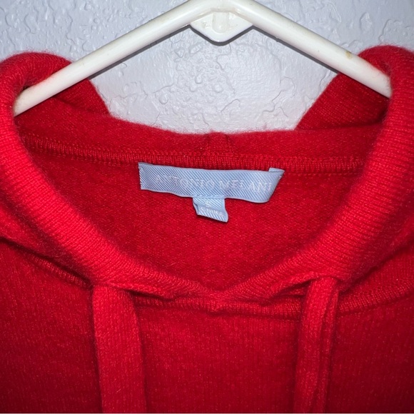Antonio Melani Red Pullover Hoodie Size S 100% Cashmere Crop Hoodie Sweater - Picture 4 of 5